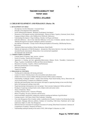 TS TET Syllabus - Paper-II (Sanskrit)