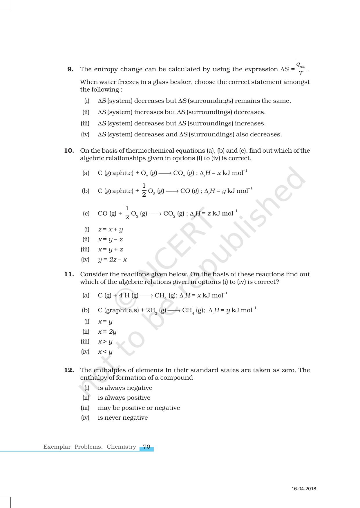 NCERT Exemplar Book for Class 11 Chemistry: Chapter 6 Thermodynamics - Page 3