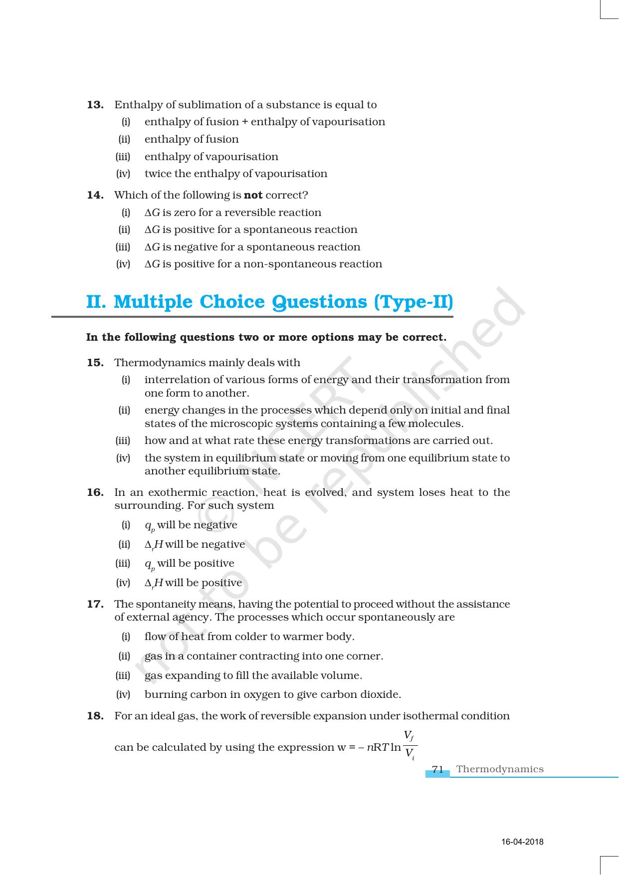 NCERT Exemplar Book for Class 11 Chemistry: Chapter 6 Thermodynamics - Page 4