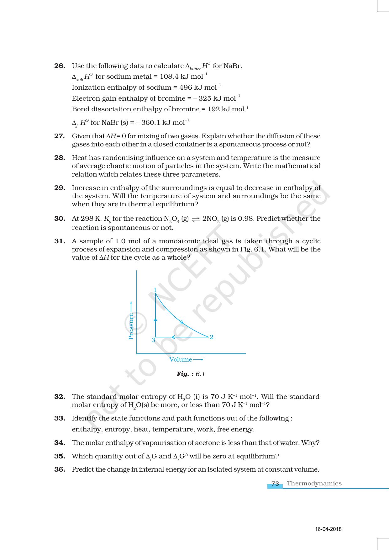 NCERT Exemplar Book for Class 11 Chemistry: Chapter 6 Thermodynamics - Page 6