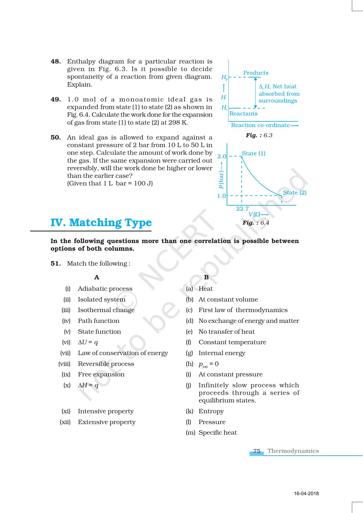 NCERT Exemplar Book for Class 11 Chemistry: Chapter 6 Thermodynamics - Page 8