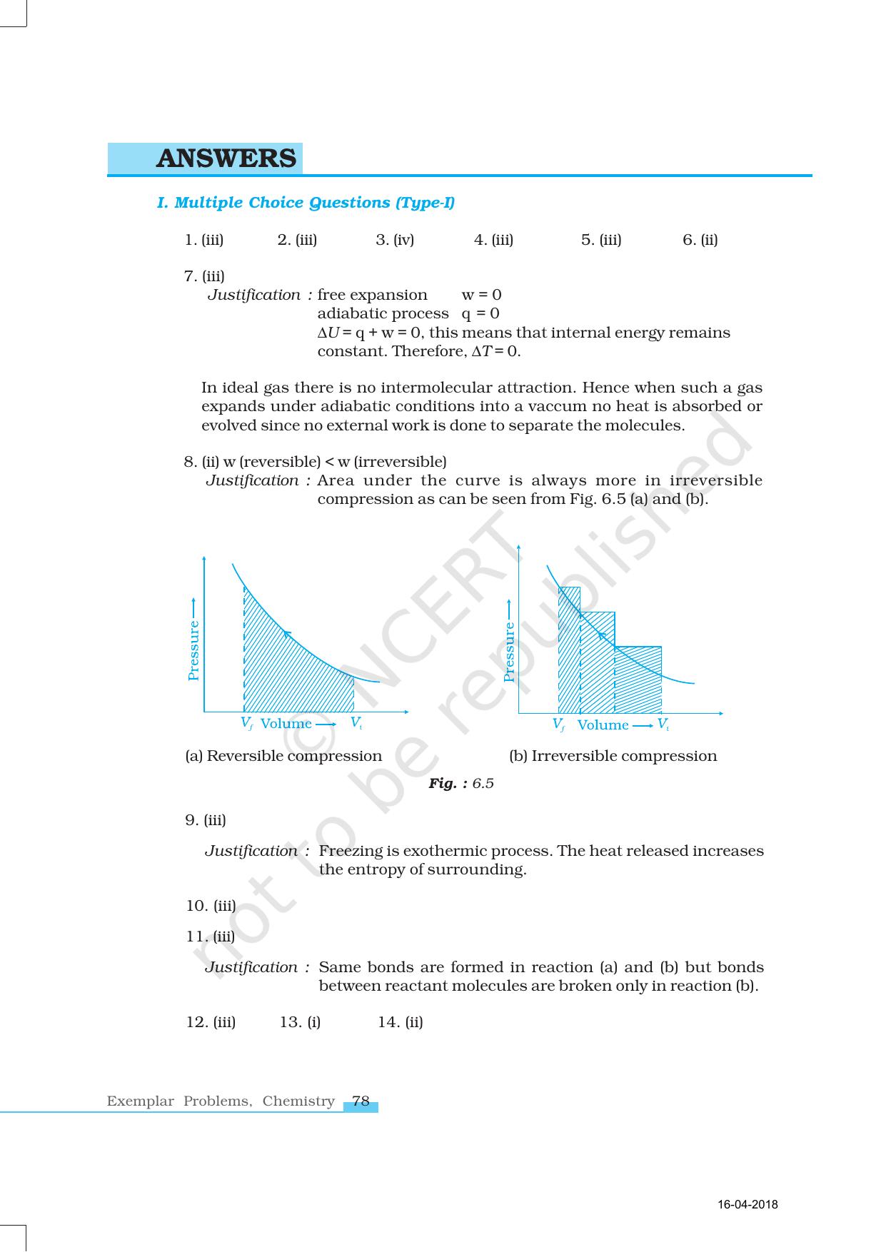 NCERT Exemplar Book for Class 11 Chemistry: Chapter 6 Thermodynamics - Page 11