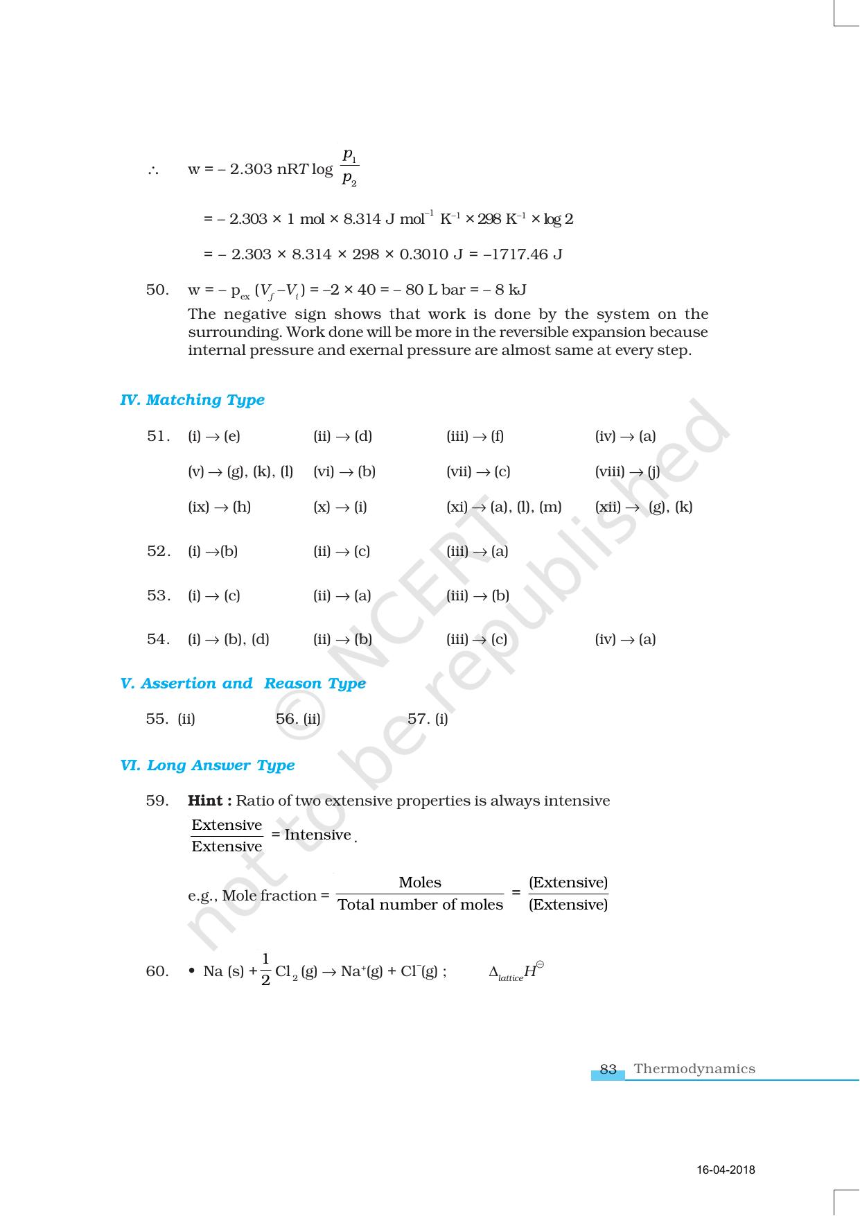 NCERT Exemplar Book for Class 11 Chemistry: Chapter 6 Thermodynamics - Page 16