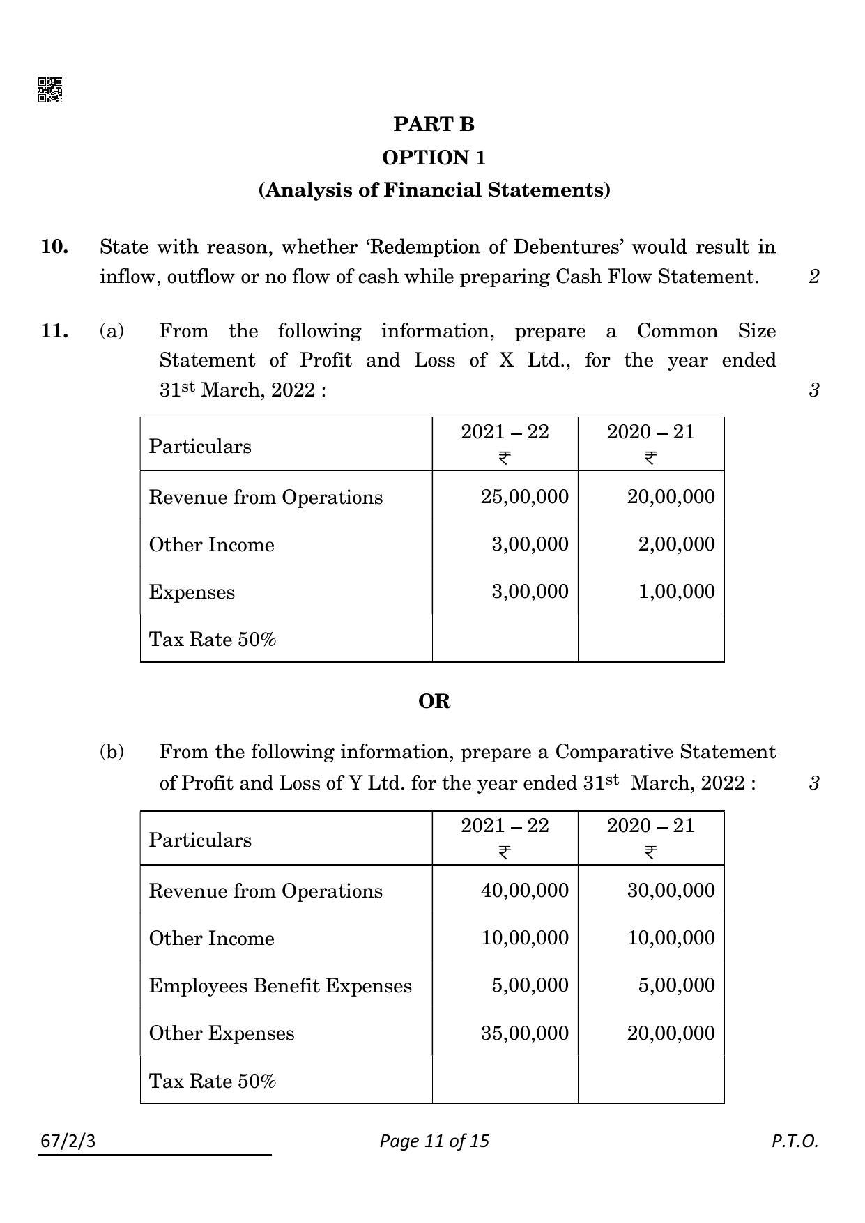 CBSE Class 12 67-2-3 Accountancy 2022 Question Paper - Page 11
