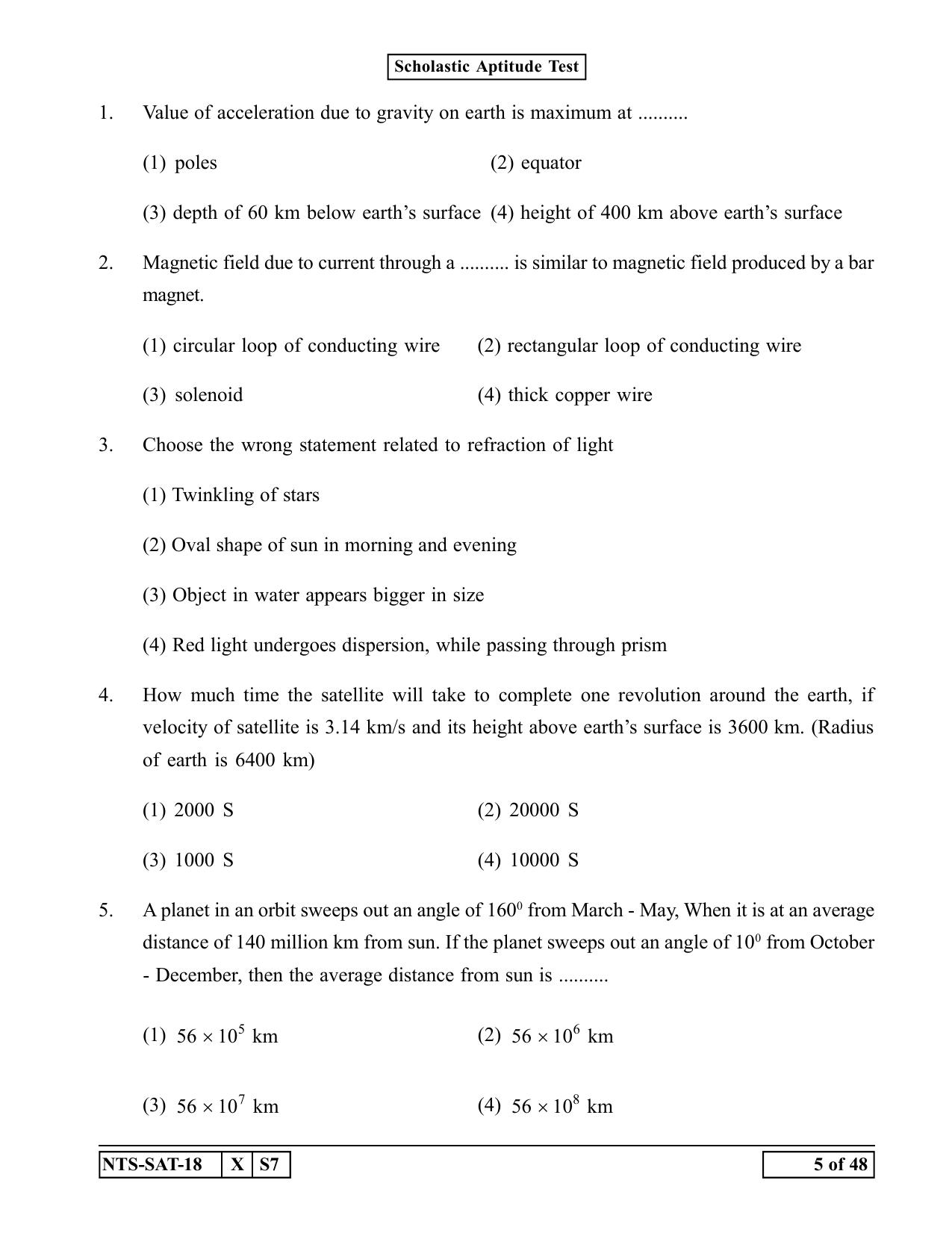 Maharashtra NTSE 2019 SAT (Kannada) Question Paper - Page 5