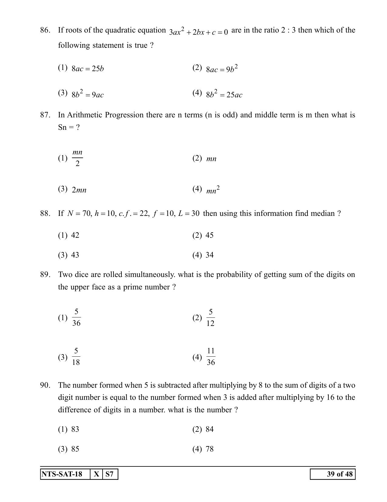 Maharashtra NTSE 2019 SAT (Kannada) Question Paper - Page 39
