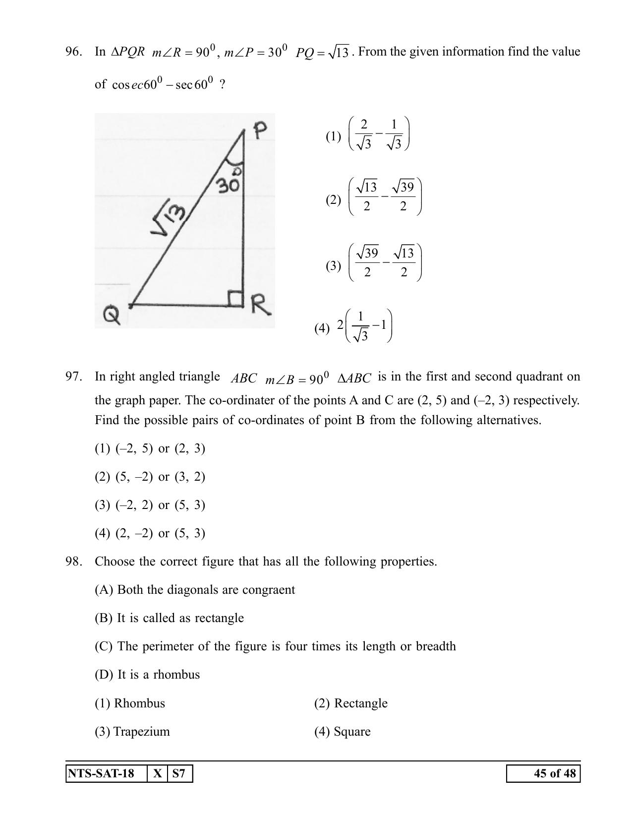 Maharashtra NTSE 2019 SAT (Kannada) Question Paper - Page 45