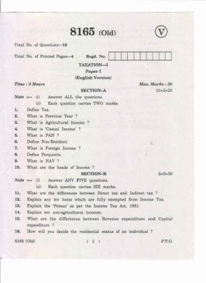AP Inter 1st Year Taxation-I (Old) May-2019-Vocational Question Paper