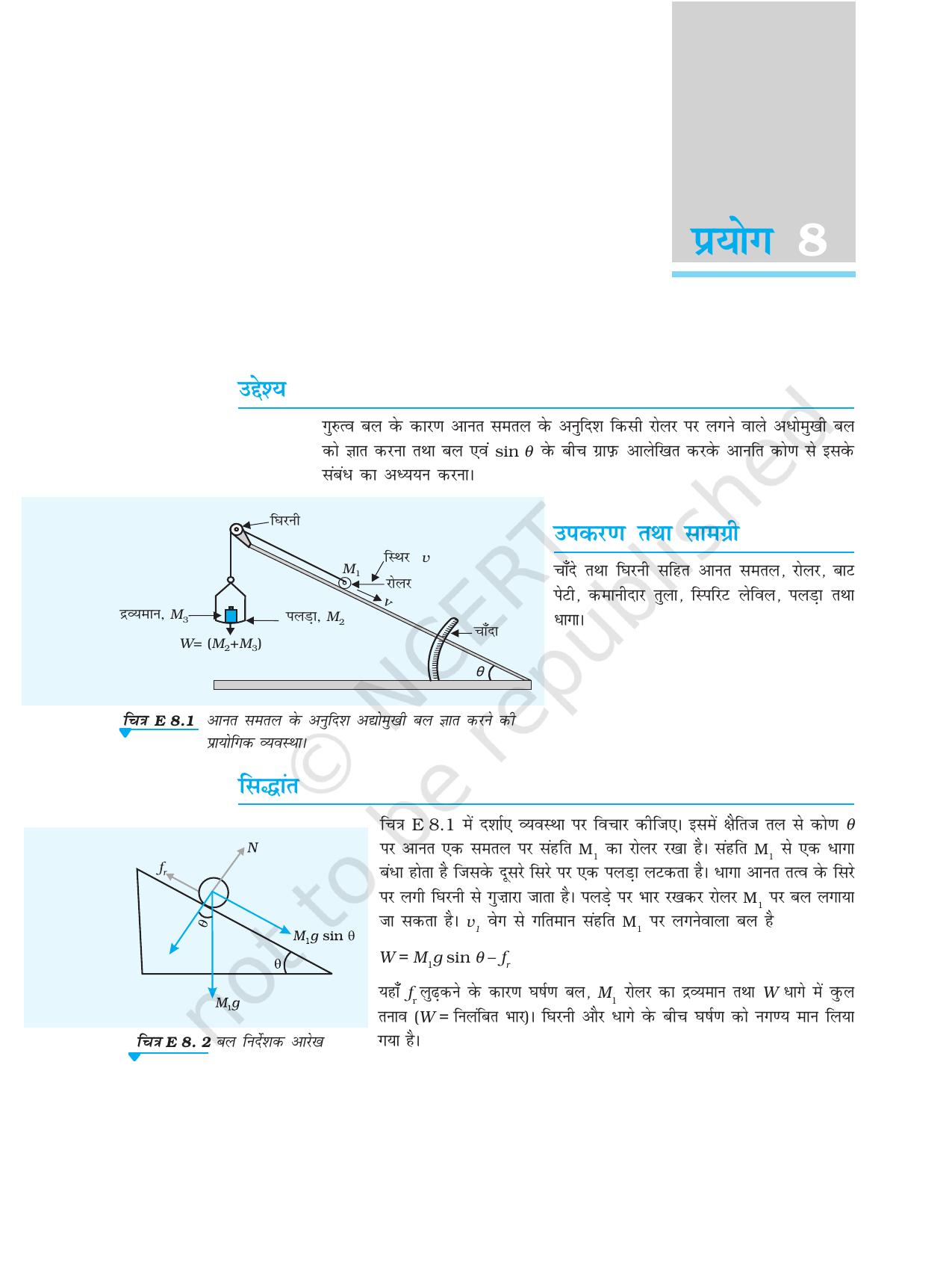 NCERT Laboratory Manuals for Class XI भौतिकी - प्रयोग (8 & 9) - Page 1