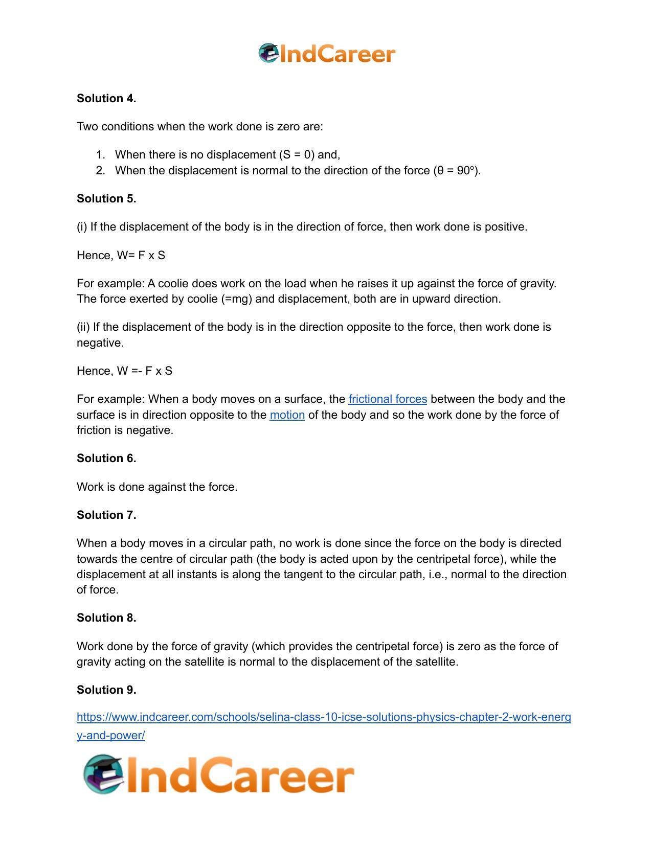 Selina Class 10 ICSE Solutions Physics : Chapter 2- Work, Energy and Power - Page 3