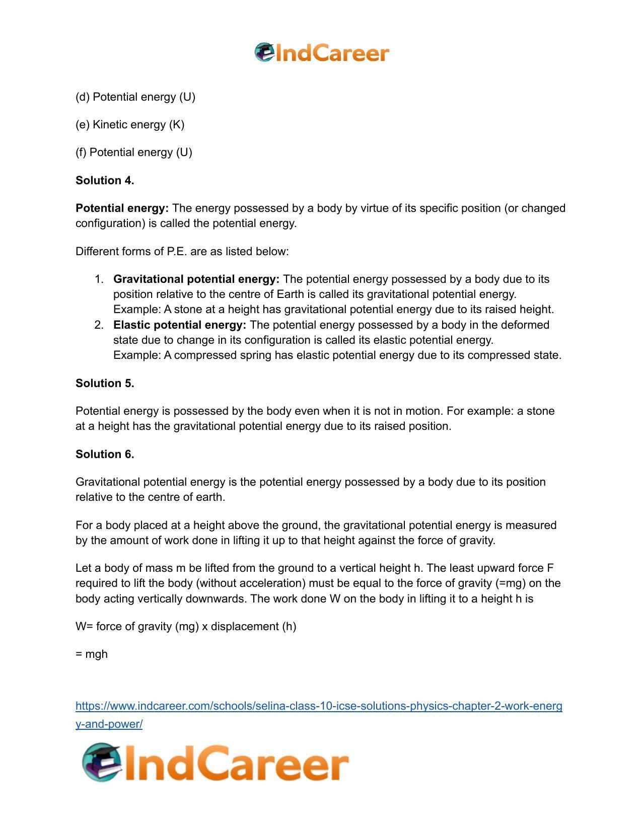 Selina Class 10 ICSE Solutions Physics : Chapter 2- Work, Energy and Power - Page 14