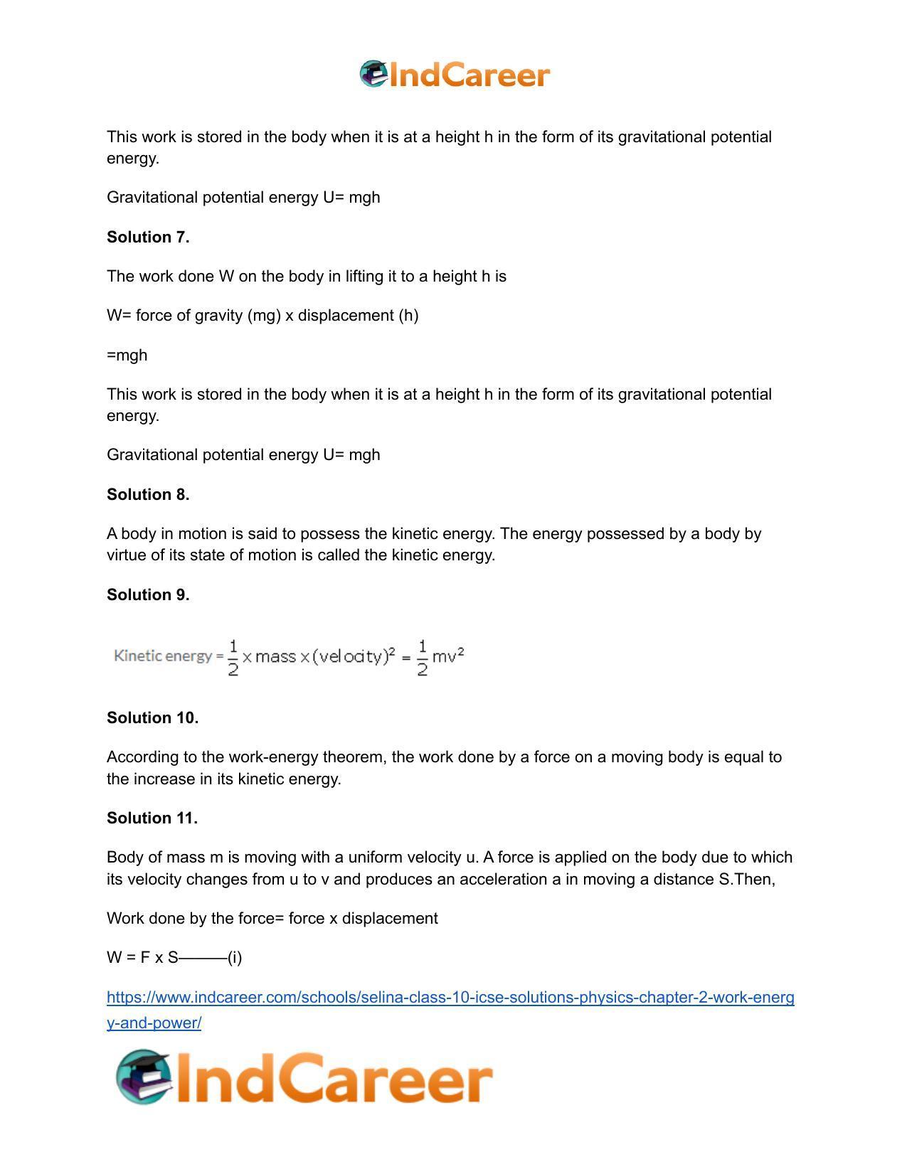 Selina Class 10 ICSE Solutions Physics : Chapter 2- Work, Energy and Power - Page 15