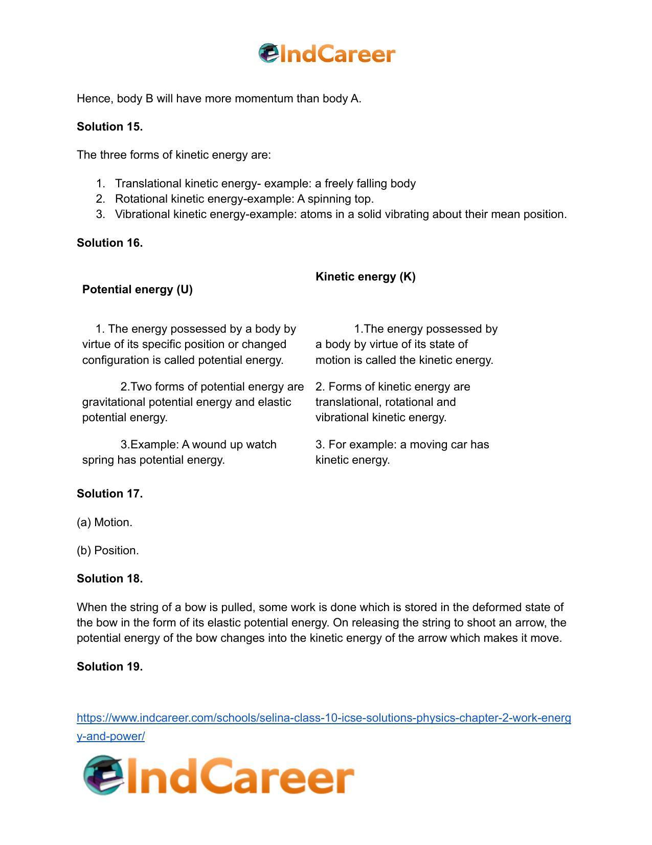 Selina Class 10 ICSE Solutions Physics : Chapter 2- Work, Energy and Power - Page 17
