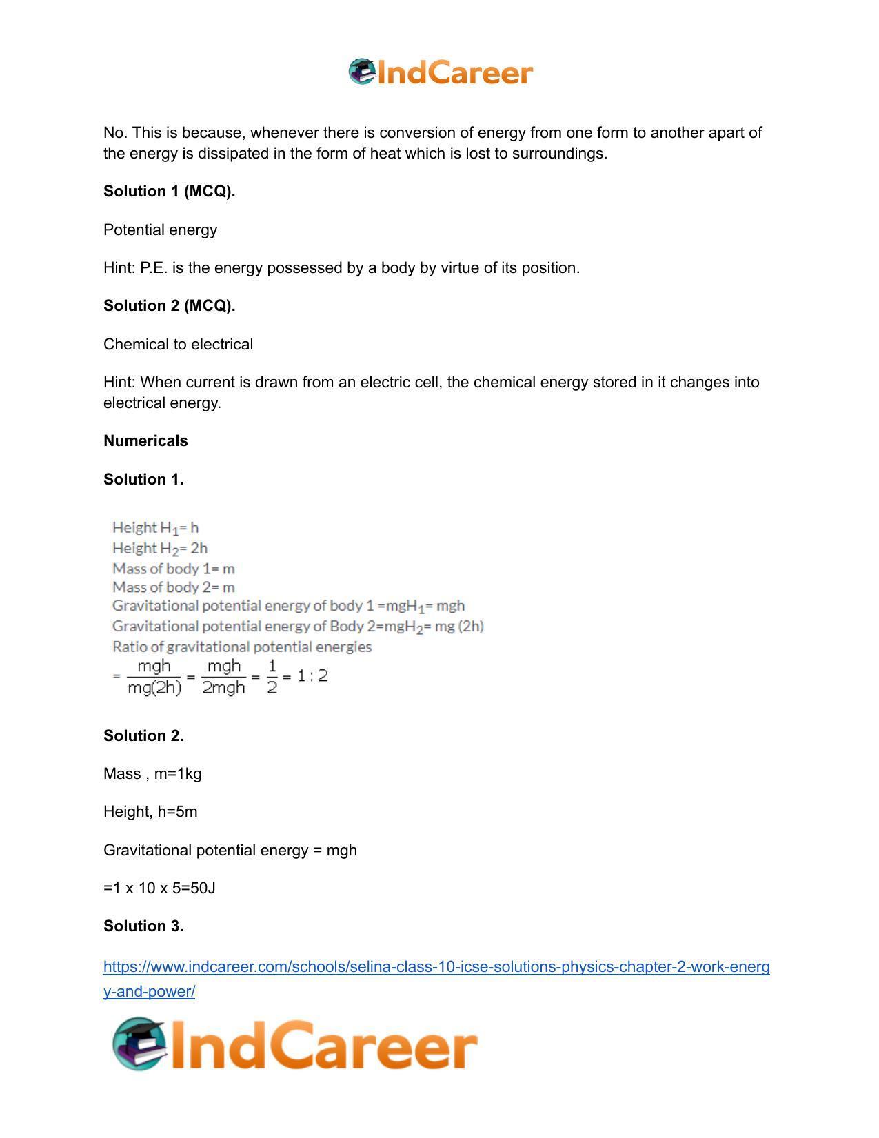 Selina Class 10 ICSE Solutions Physics : Chapter 2- Work, Energy and Power - Page 20
