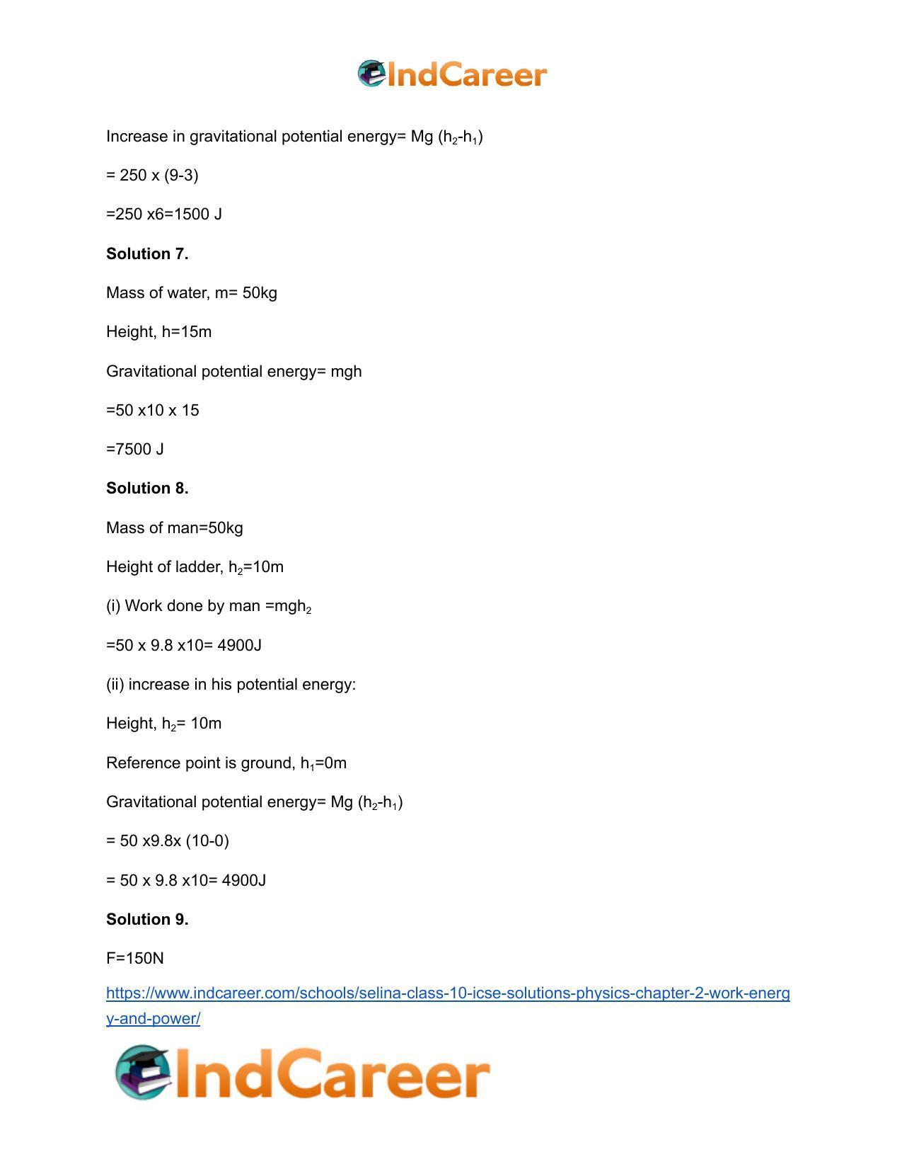 Selina Class 10 ICSE Solutions Physics : Chapter 2- Work, Energy and Power - Page 22