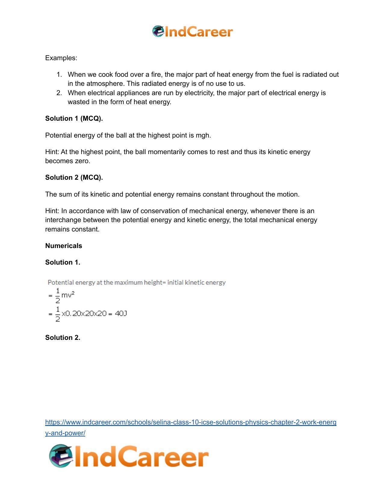 Selina Class 10 ICSE Solutions Physics : Chapter 2- Work, Energy and Power - Page 31