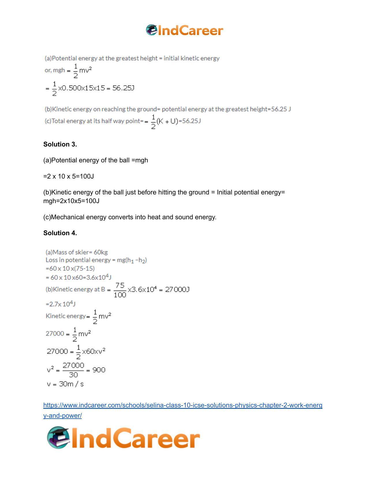 Selina Class 10 ICSE Solutions Physics : Chapter 2- Work, Energy and Power - Page 32