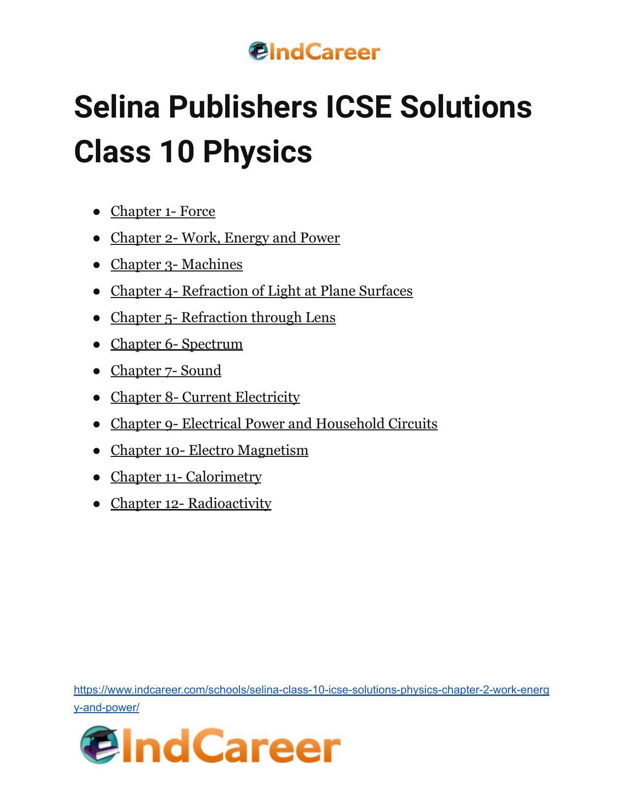 Selina Class 10 ICSE Solutions Physics : Chapter 2- Work, Energy and Power - Page 34