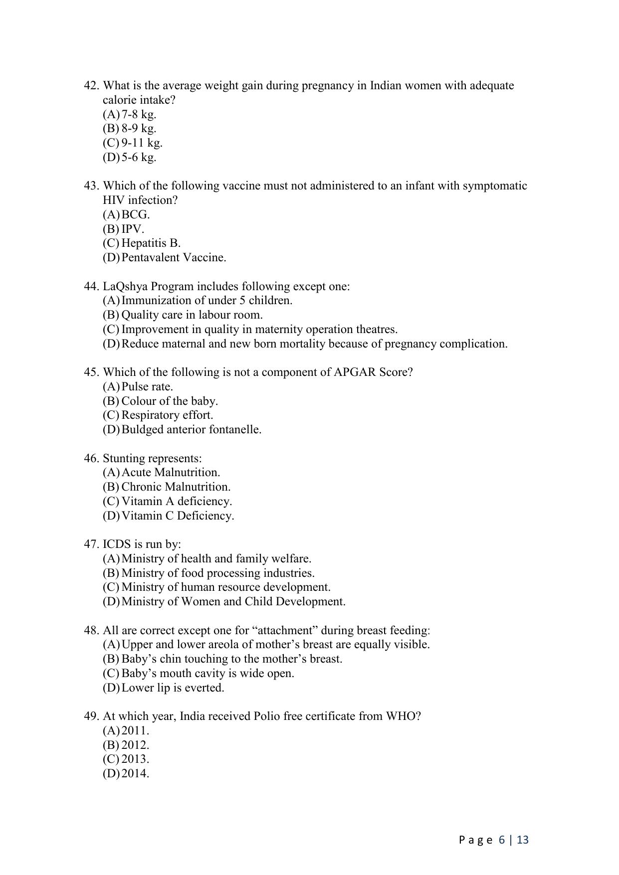 WB JEMAS (PG) M.Sc PH MCH 2024 Question Paper - Page 8