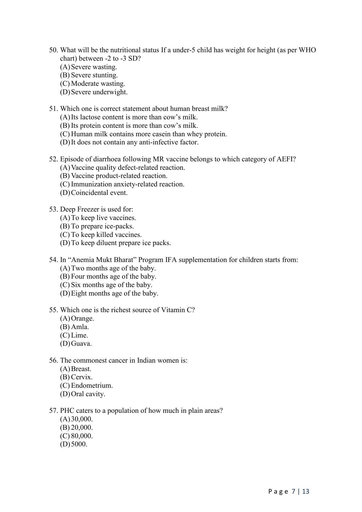 WB JEMAS (PG) M.Sc PH MCH 2024 Question Paper - Page 9