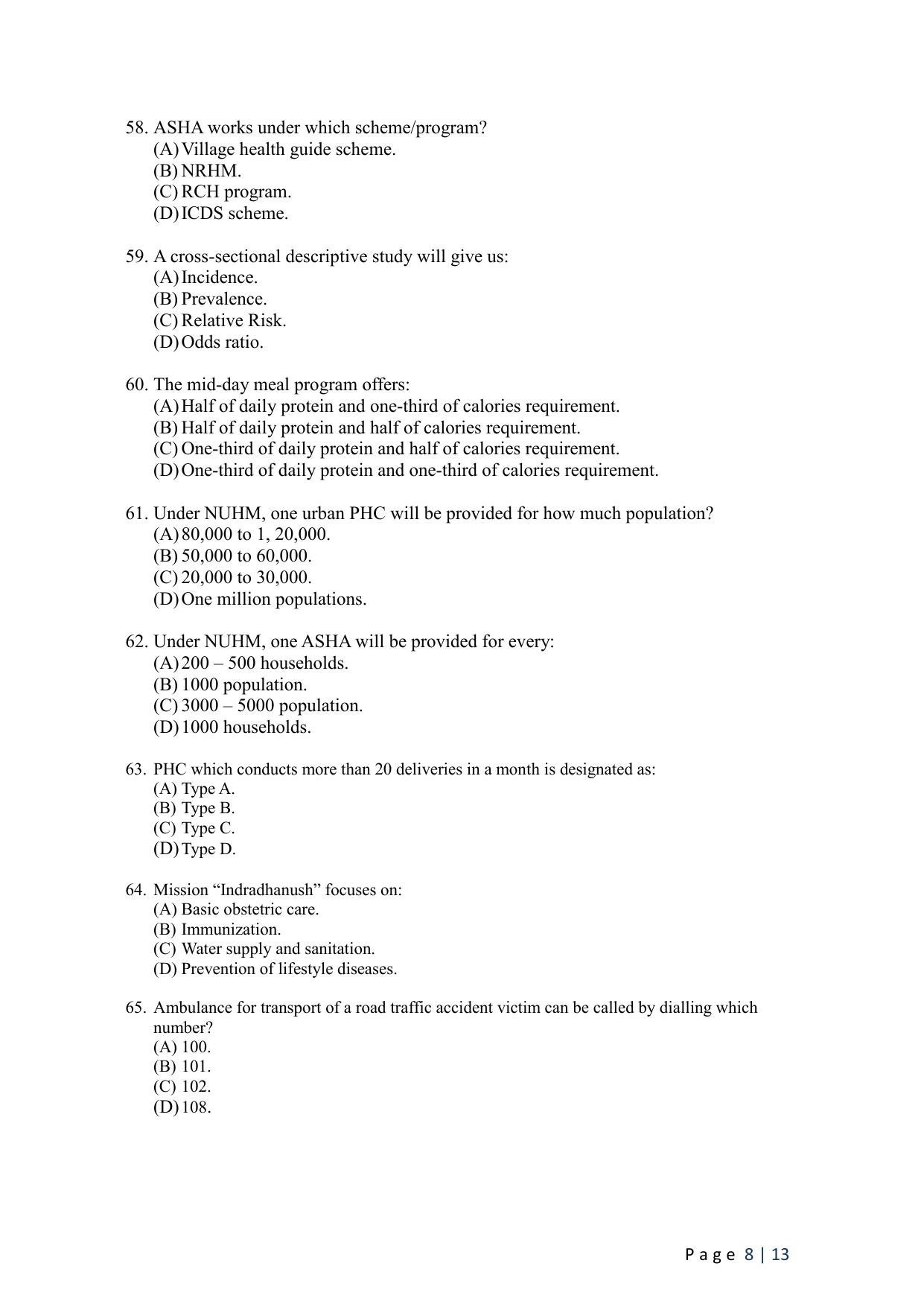 WB JEMAS (PG) M.Sc PH MCH 2024 Question Paper - Page 10
