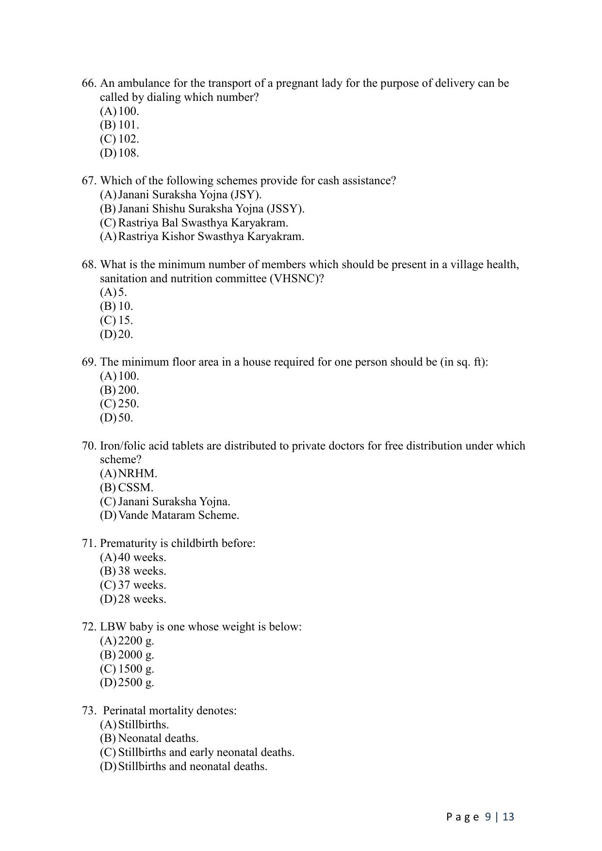 WB JEMAS (PG) M.Sc PH MCH 2024 Question Paper - Page 11