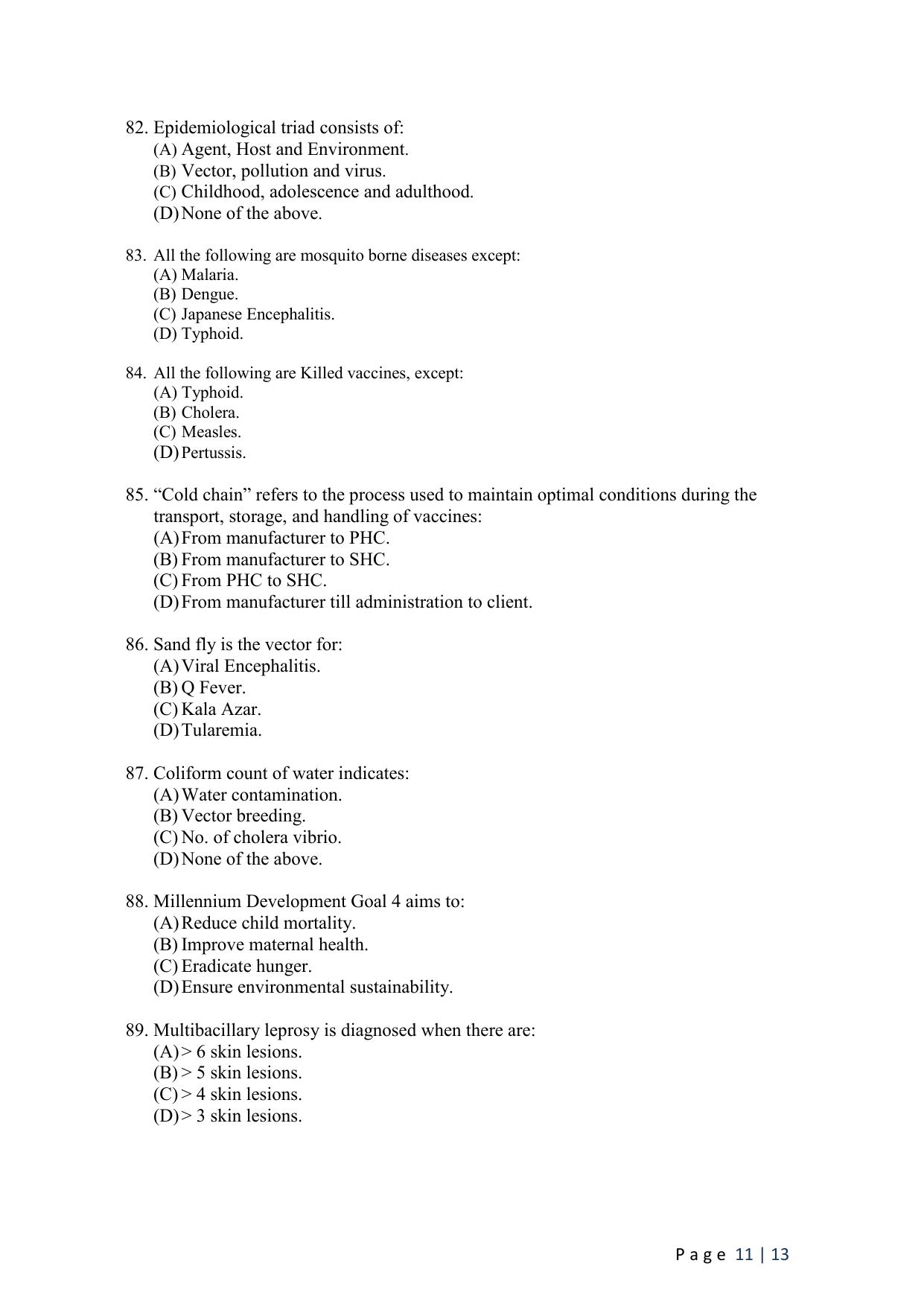 WB JEMAS (PG) M.Sc PH MCH 2024 Question Paper - Page 13