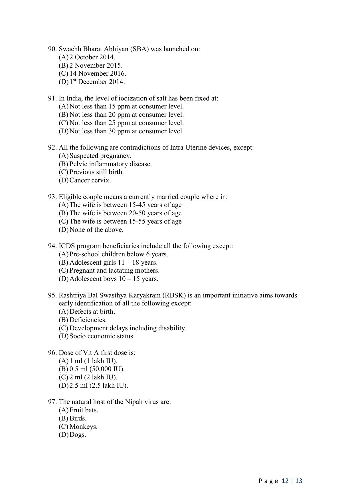 WB JEMAS (PG) M.Sc PH MCH 2024 Question Paper - Page 14