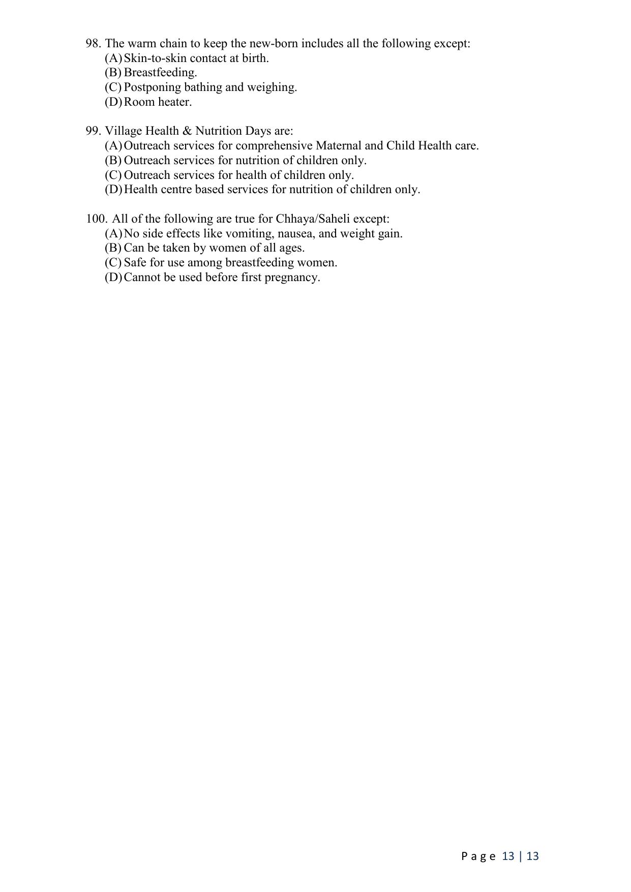 WB JEMAS (PG) M.Sc PH MCH 2024 Question Paper - Page 15