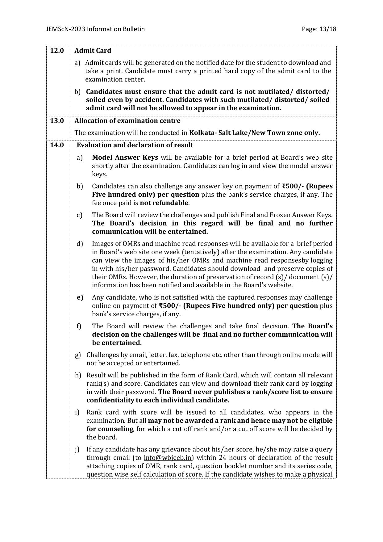 WB Joint Entrance for M. Sc. Nursing course (JEMScN) Information Bulletin 2023 - Page 13
