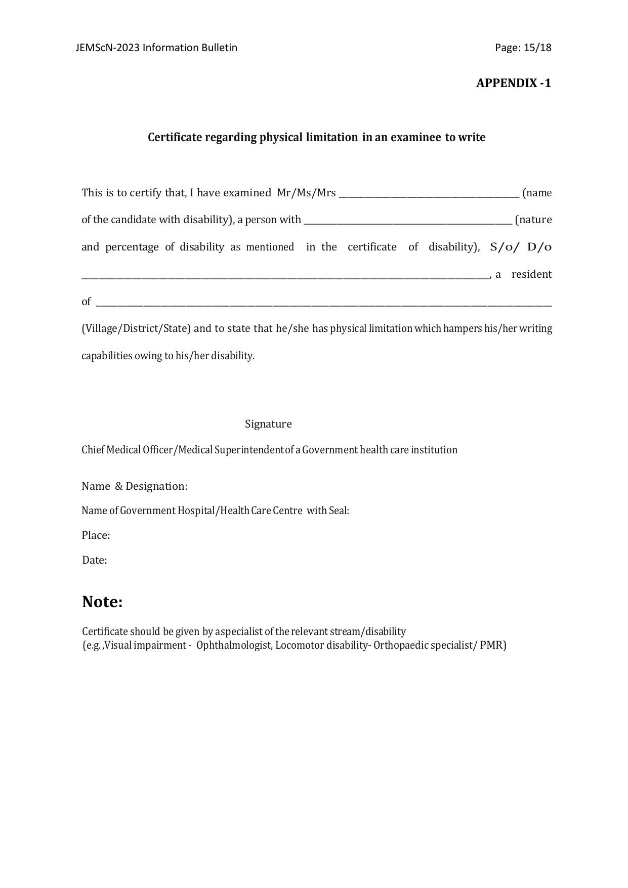 WB Joint Entrance for M. Sc. Nursing course (JEMScN) Information Bulletin 2023 - Page 15
