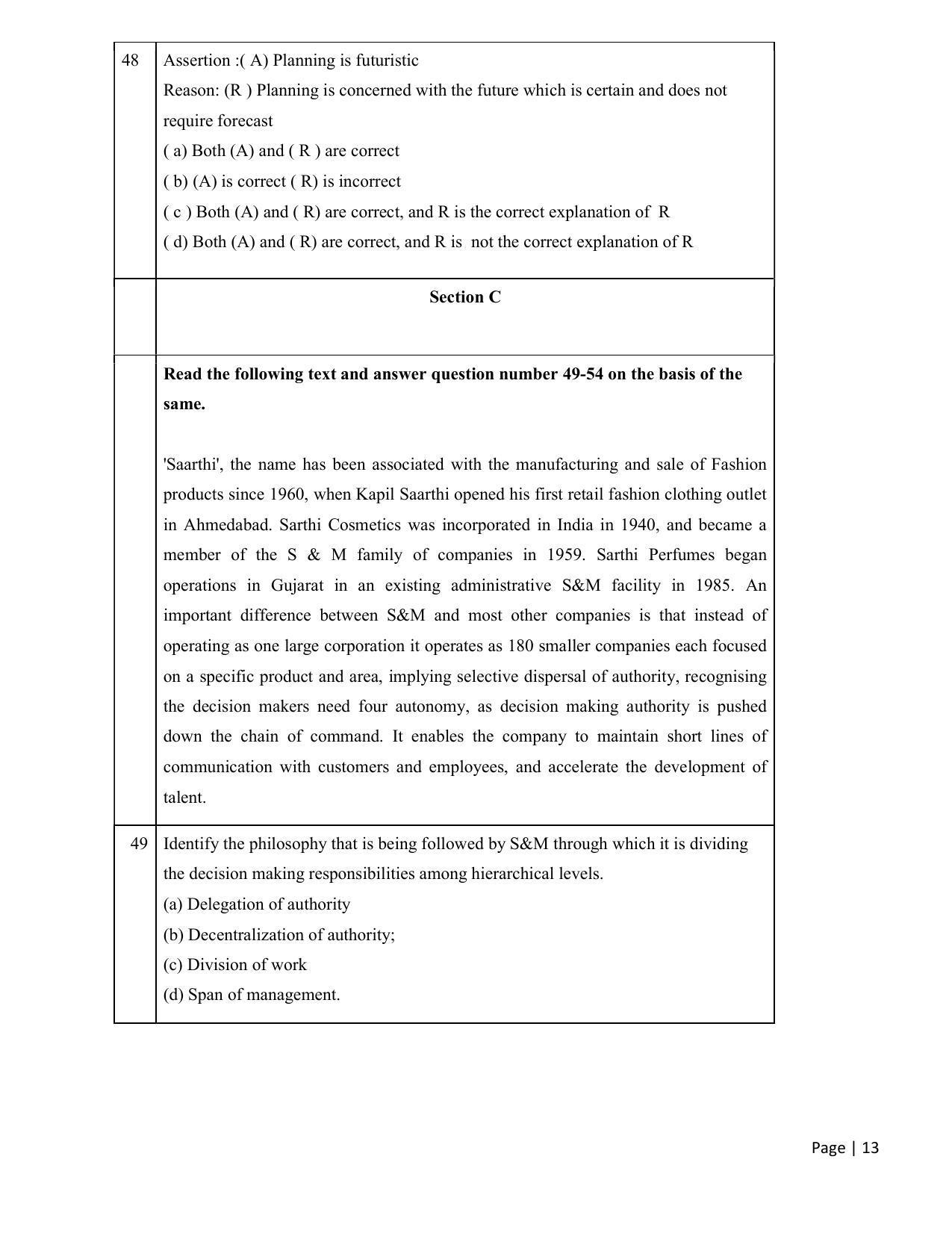 CBSE Class 12 Business Studies Sample Paper 2021-22 - Page 13