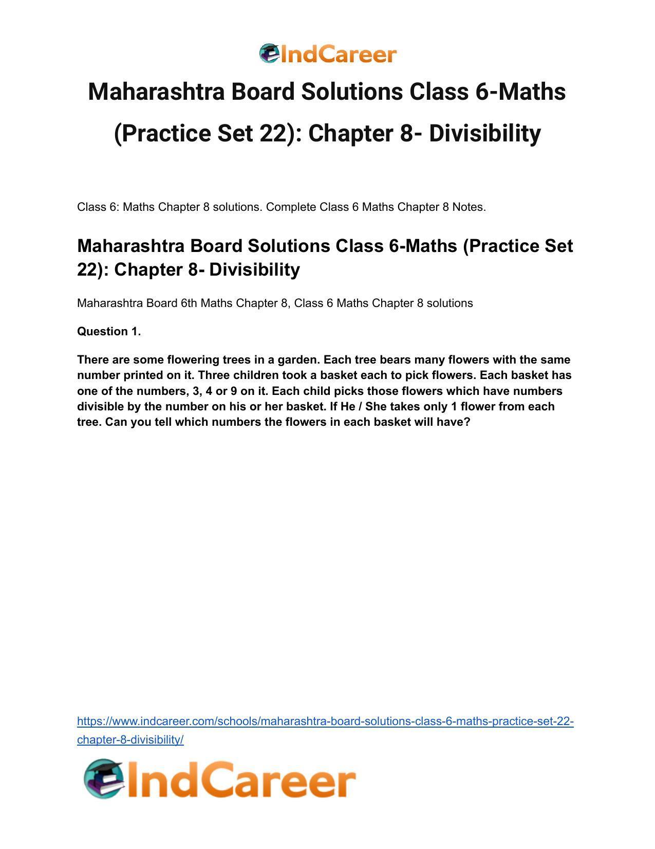 Maharashtra Board Solutions Class 6-Maths (Practice Set 22): Chapter 8- Divisibility - Page 2