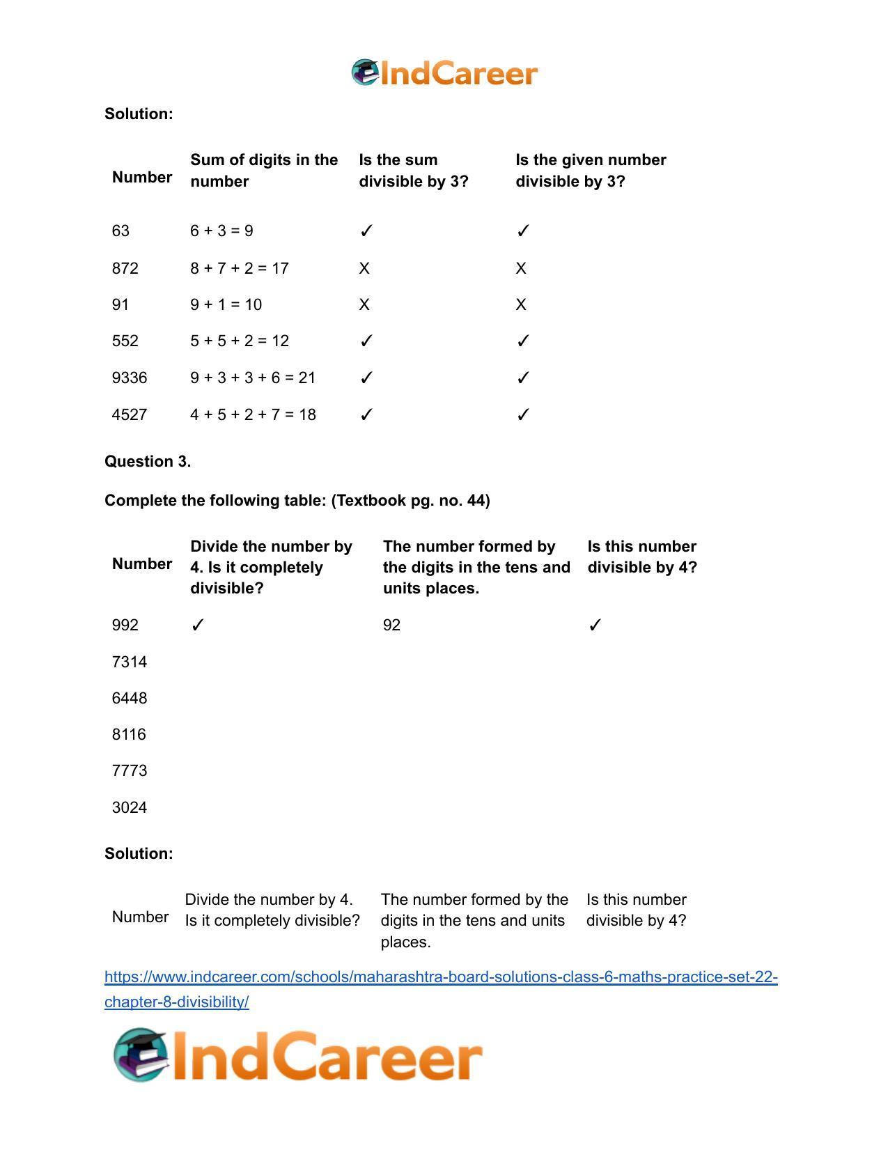 Maharashtra Board Solutions Class 6-Maths (Practice Set 22): Chapter 8- Divisibility - Page 5