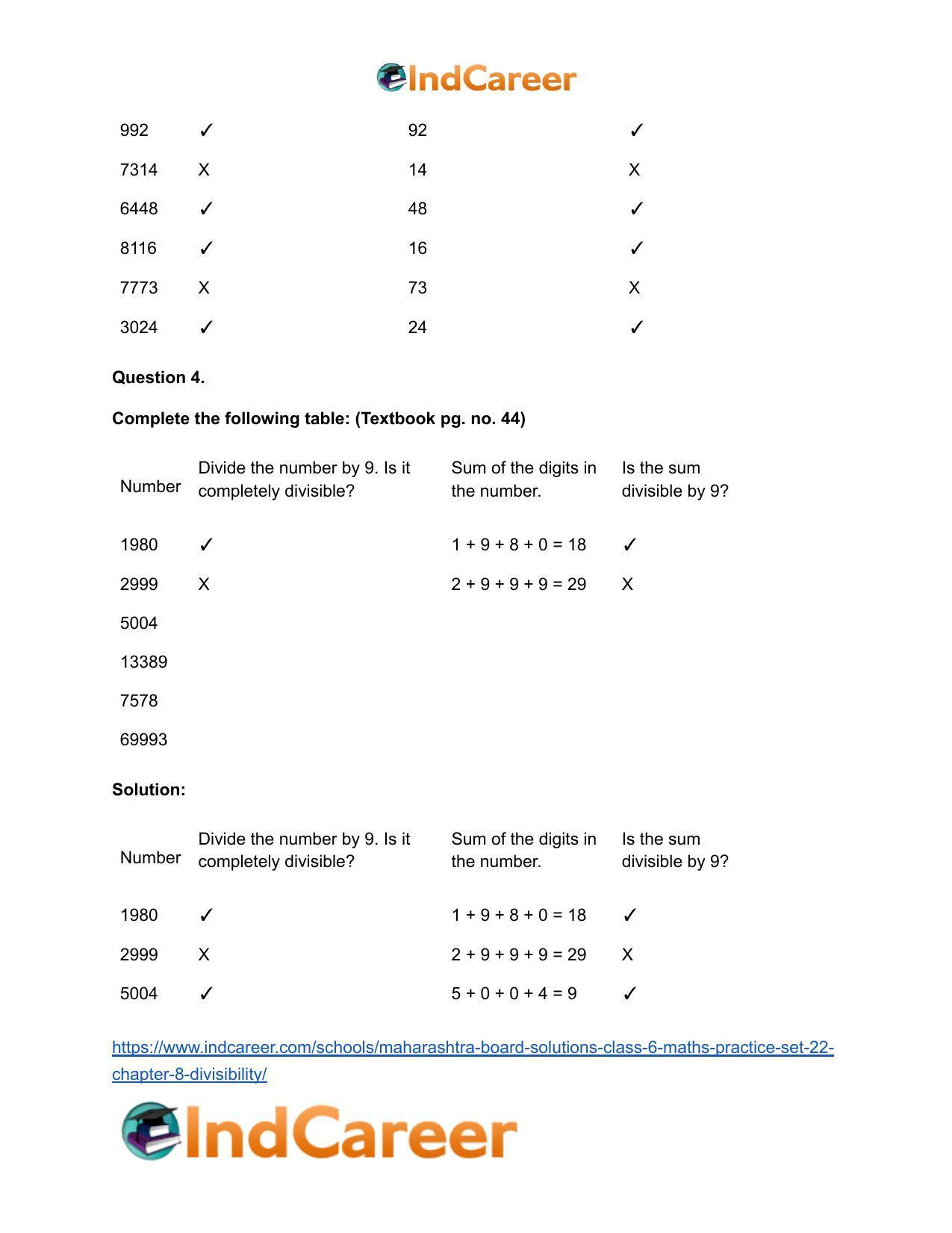 Maharashtra Board Solutions Class 6-Maths (Practice Set 22): Chapter 8- Divisibility - Page 6
