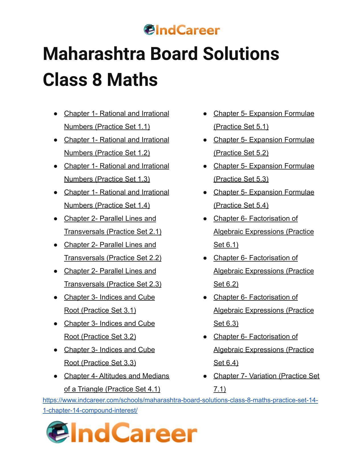 Maharashtra Board Solutions Class 8-Maths (Practice Set 14.1): Chapter 14- Compound Interest - Page 9
