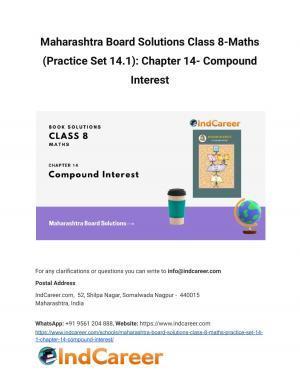 Maharashtra Board Solutions Class 8-Maths (Practice Set 14.1): Chapter 14- Compound Interest