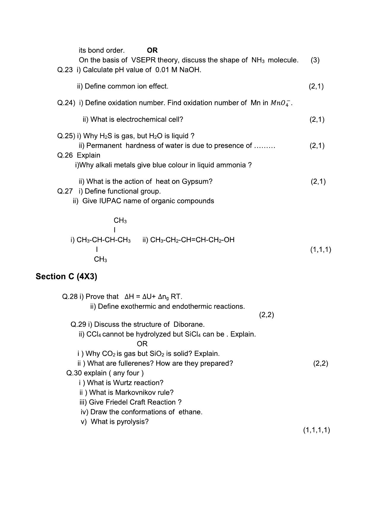 HPBOSE Class 11th Chemistry Sample Question Papers 2024 - Page 3