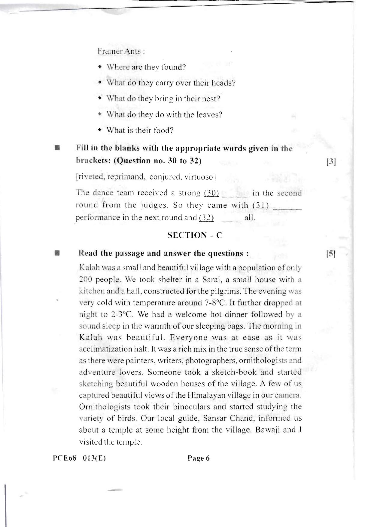 Gujarat Board Class 12th Question Paper 2020: (S.L) English - Page 6