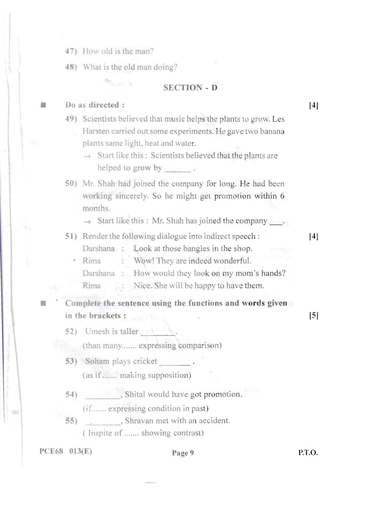 Gujarat Board Class 12th Question Paper 2020: (S.L) English - Page 9