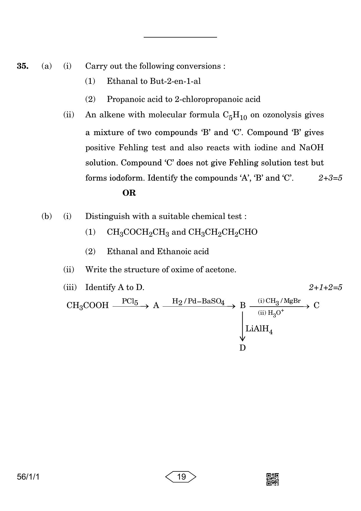 CBSE Class 12 56-1-1 Chemistry 2023 Question Paper - Page 19