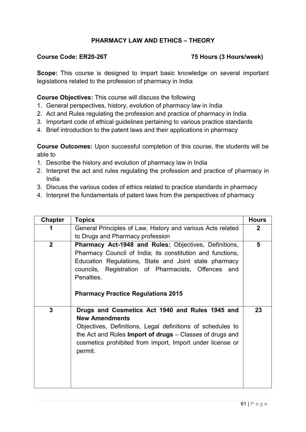 SYLLABUS FOR ANNUAL SYSTEM EFFECTIVE FROM (2021-2022) - PHARMACY - Page 65
