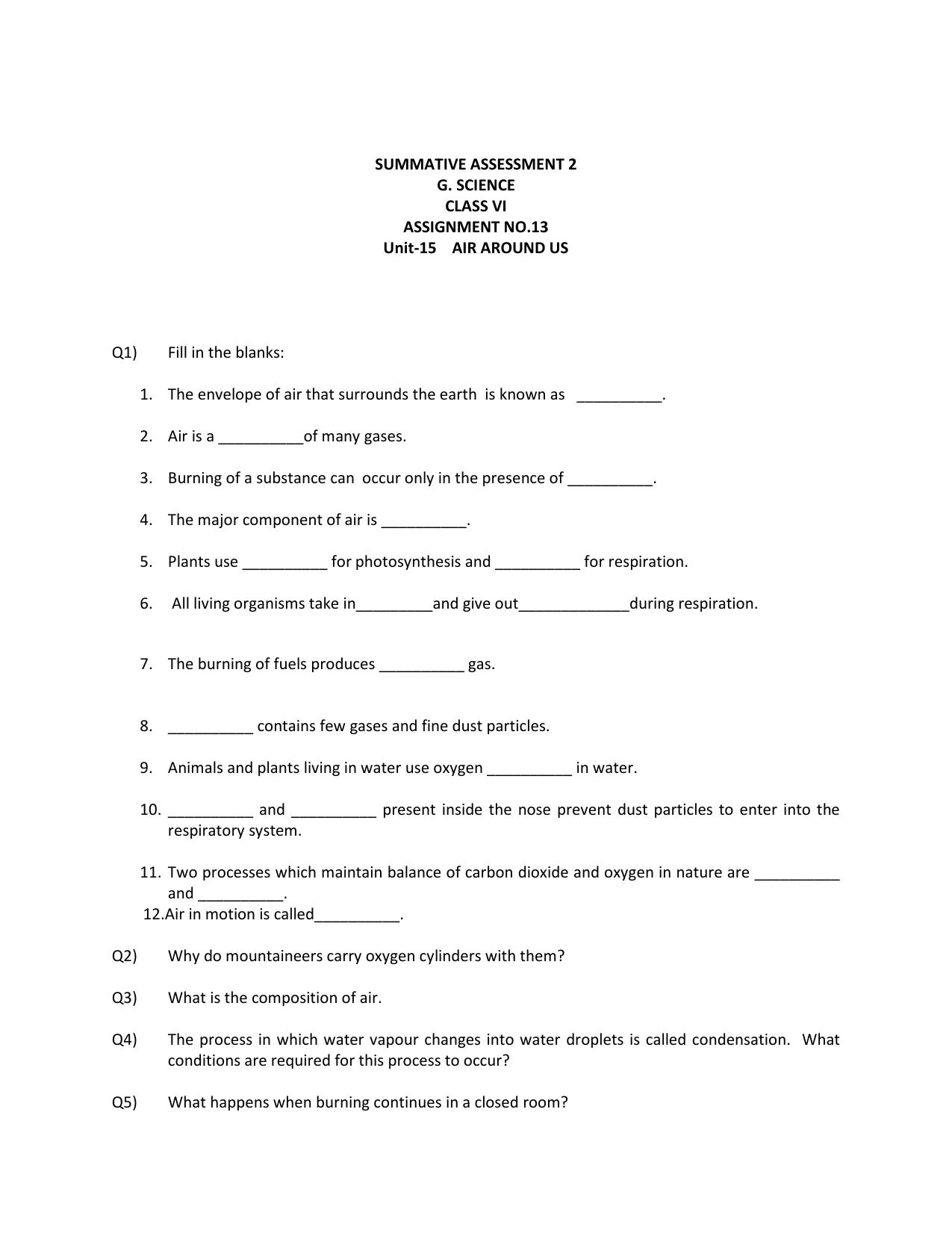 CBSE Worksheets for Class 6 General Science Assignment 5 - Page 1