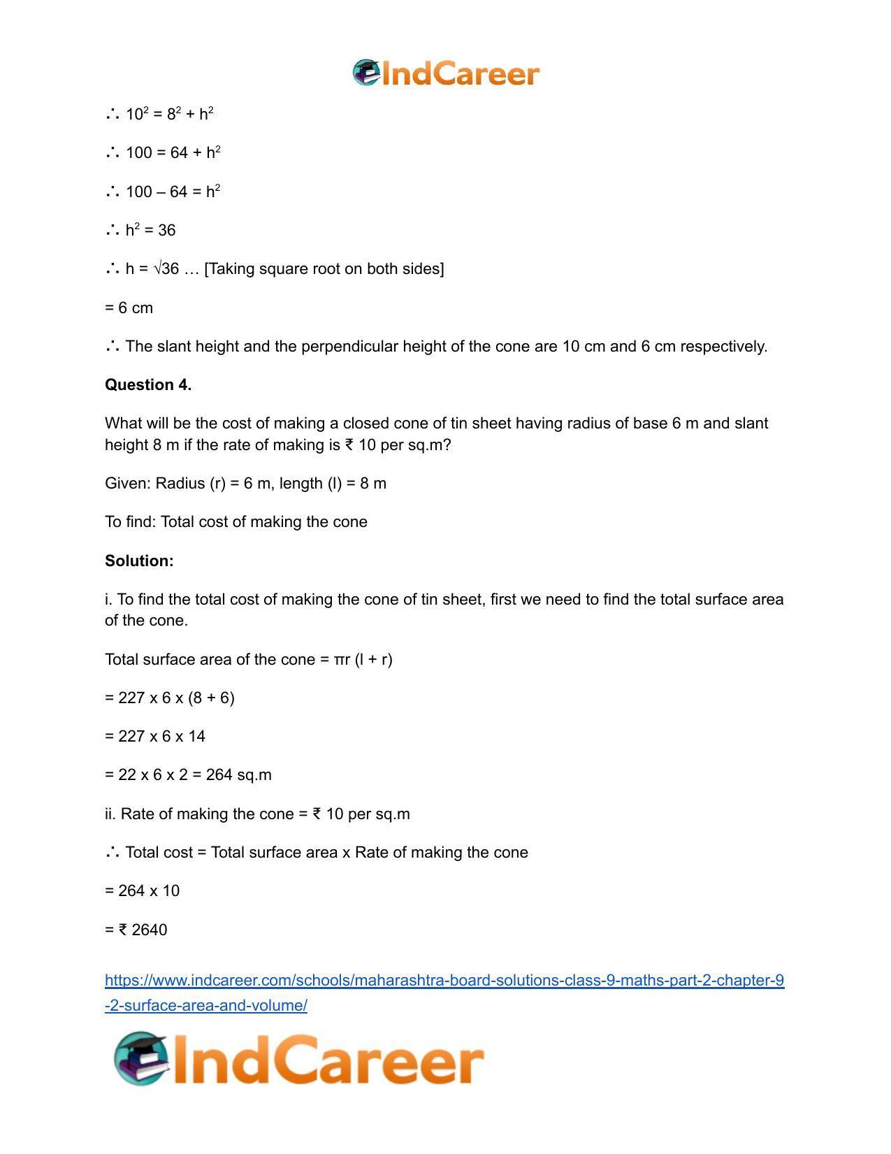 Maharashtra Board Solutions Class 9-Maths (Part 2): Chapter 9.2- Surface Area and Volume - Page 5