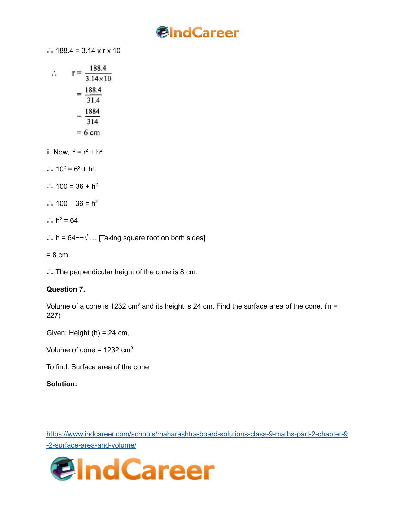 Maharashtra Board Solutions Class 9-Maths (Part 2): Chapter 9.2- Surface Area and Volume - Page 7