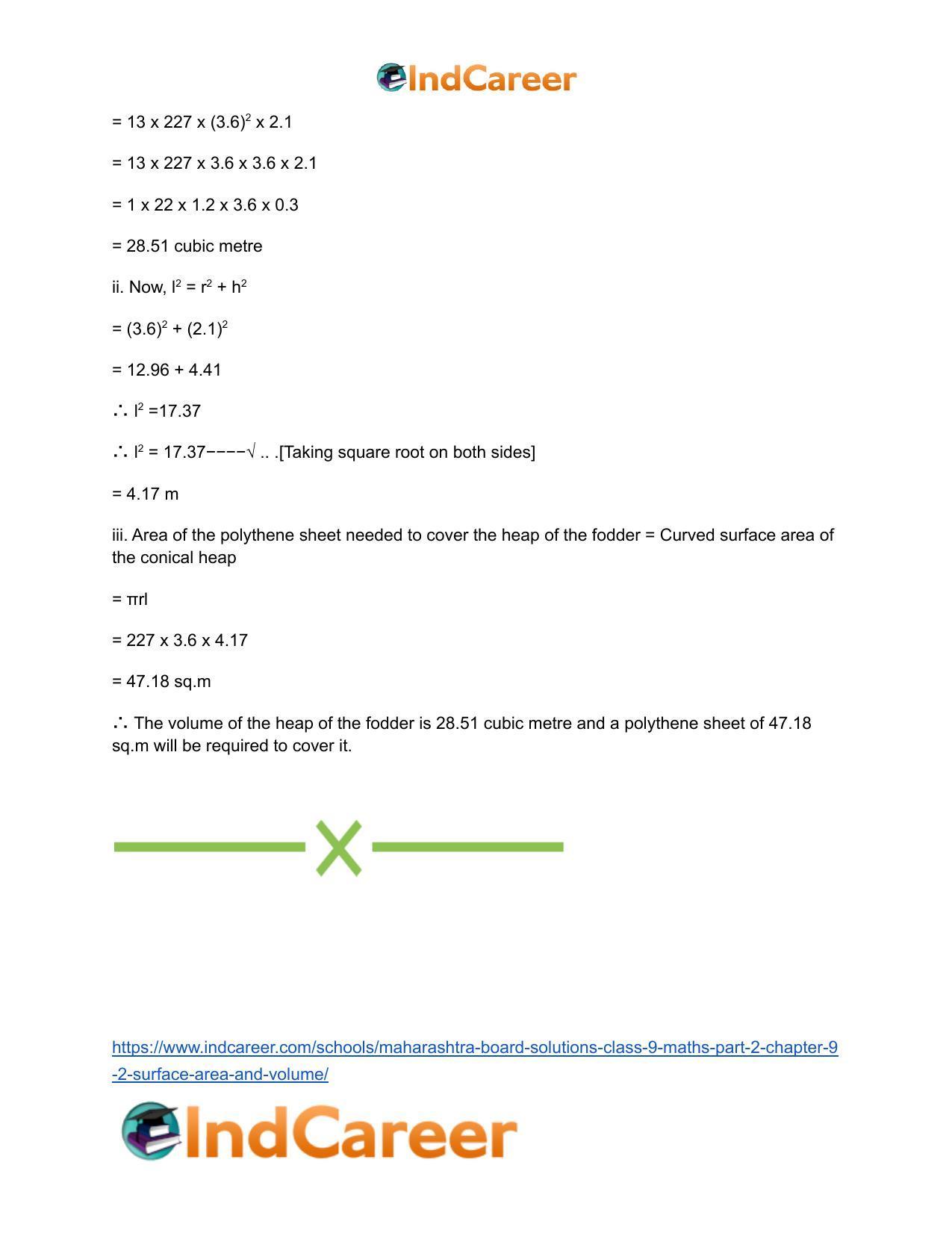 Maharashtra Board Solutions Class 9-Maths (Part 2): Chapter 9.2- Surface Area and Volume - Page 11