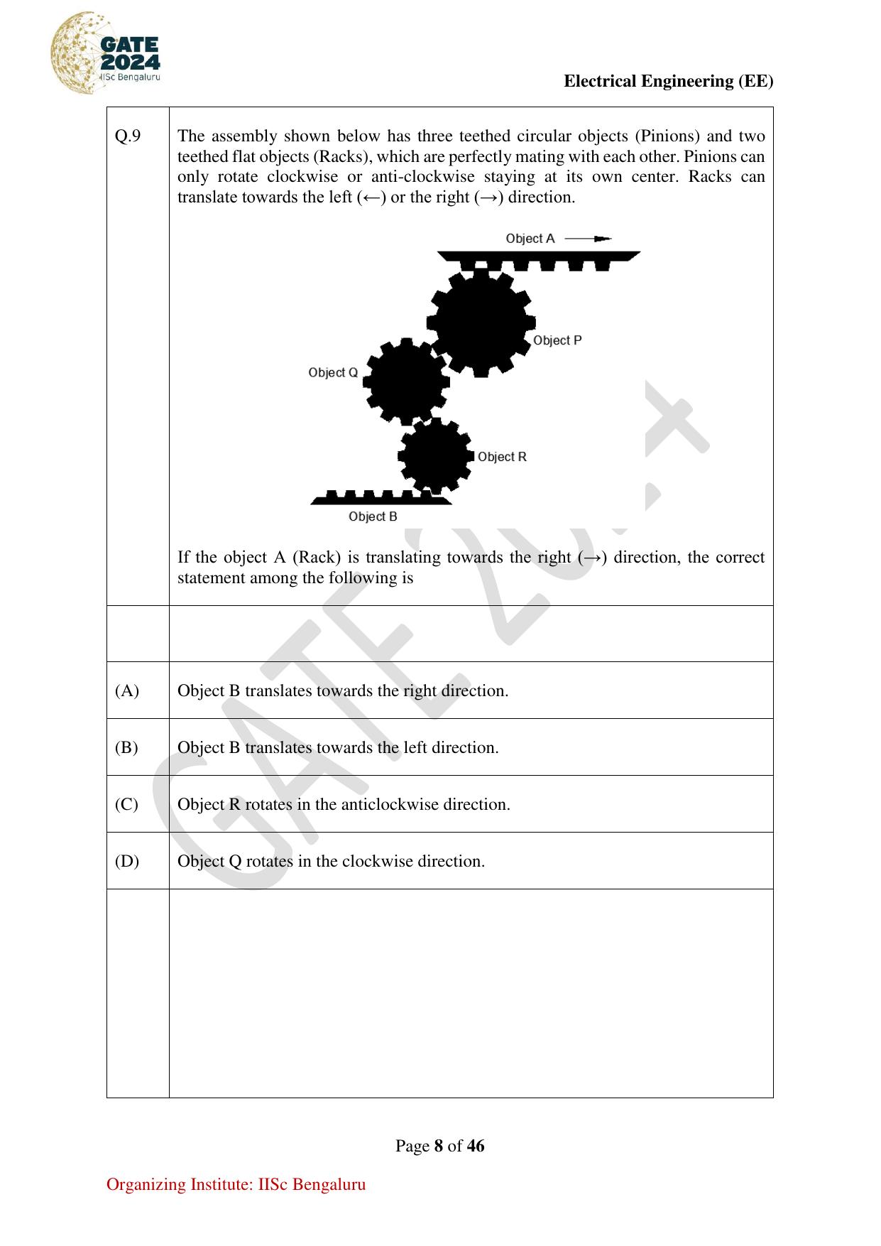 GATE 2024 Electrical Engineering (EE) Question Paper - Page 8