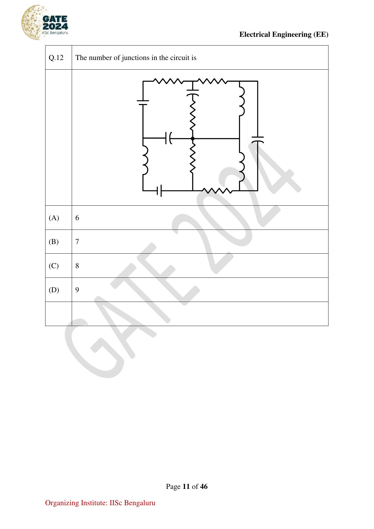 GATE 2024 Electrical Engineering (EE) Question Paper - Page 11