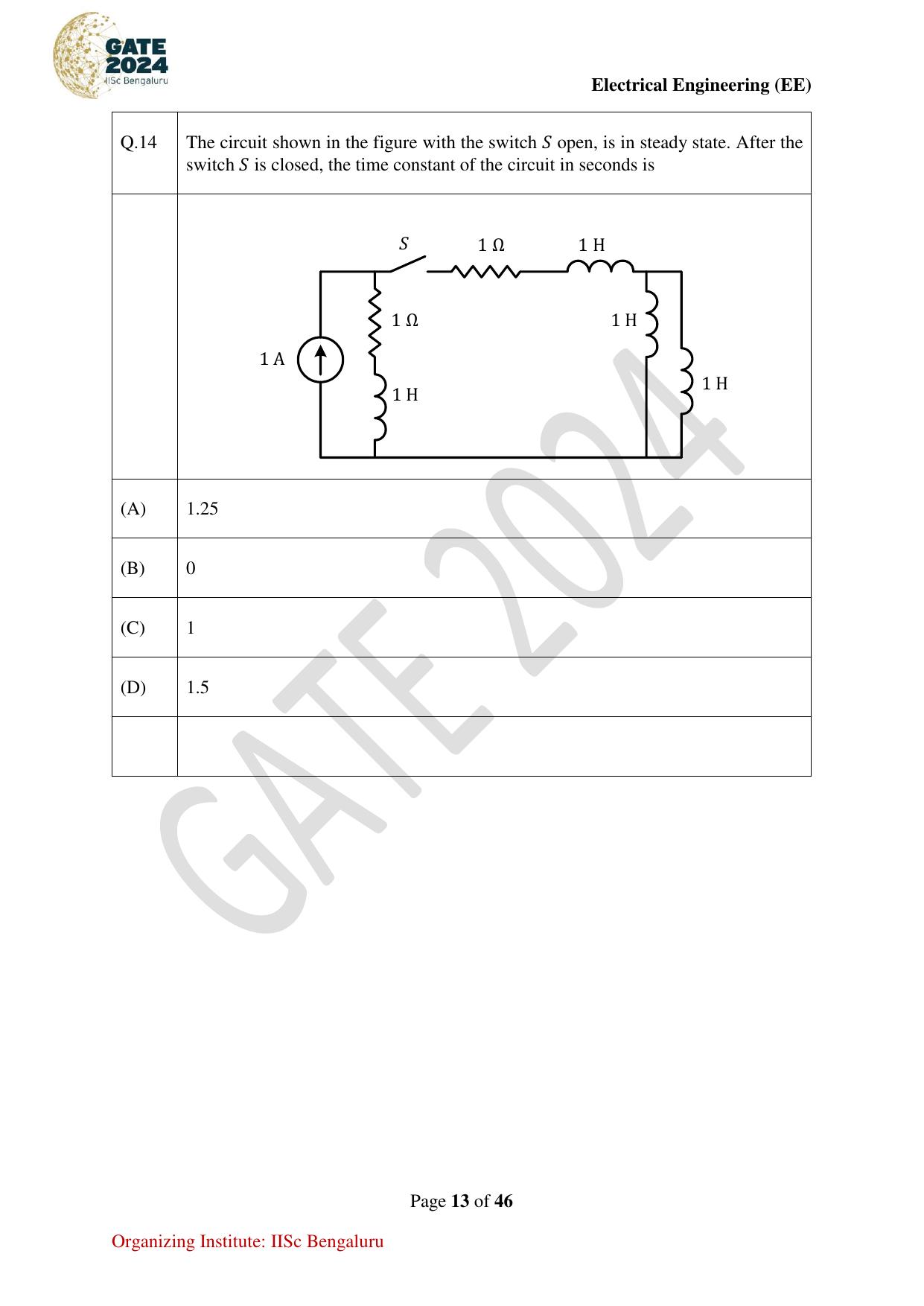 GATE 2024 Electrical Engineering (EE) Question Paper - Page 13