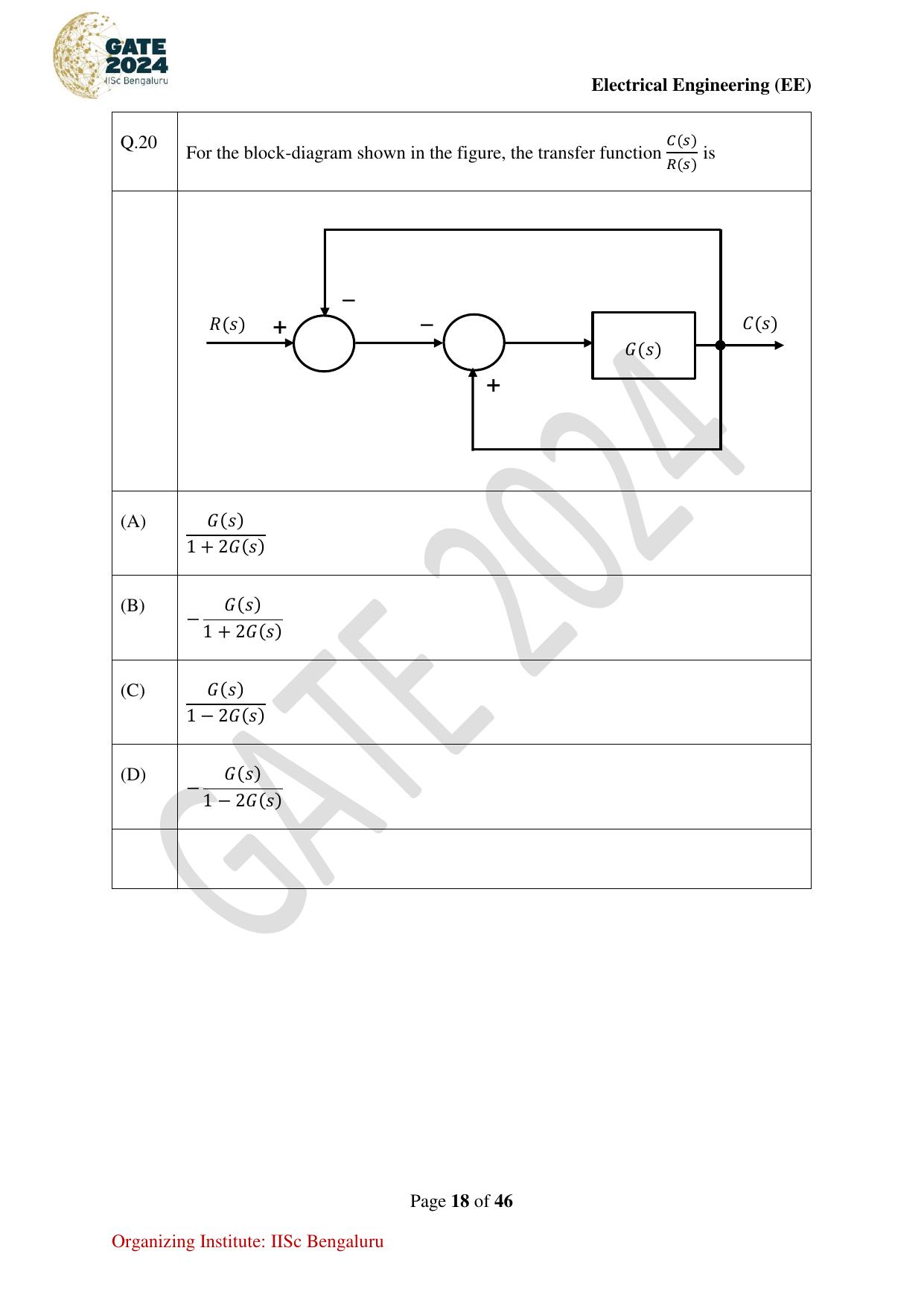GATE 2024 Electrical Engineering (EE) Question Paper - Page 18